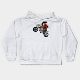 Empire on Wheels: Napoleon Bonaparte on a Motorcycle Kids Hoodie